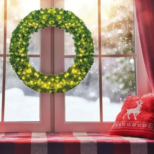 48 Inch Pre-lit Cordless Artificial Christmas Wreath Cartsfy Inc.