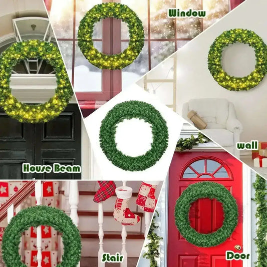 48 Inch Pre-lit Cordless Artificial Christmas Wreath Cartsfy Inc.