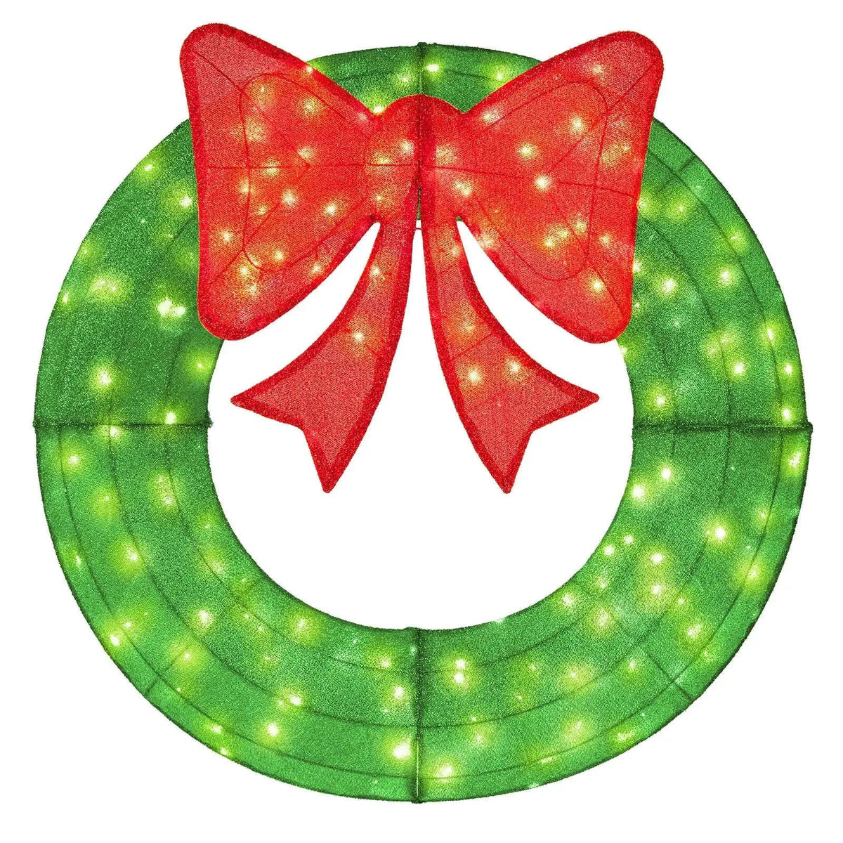 48 Inch Pre-Lit Lighted Christmas Mesh Wreath with Bow and 200 LED Bulbs Cartsfy Inc.