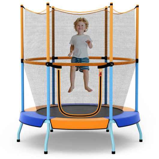 48 Inch Toddler Trampoline with Safety Enclosure Net-Orange Cartsfy Inc.