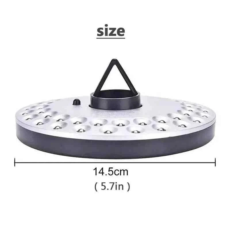 LED umbrella pole light head with black top, silver LED plate; 14.5 cm