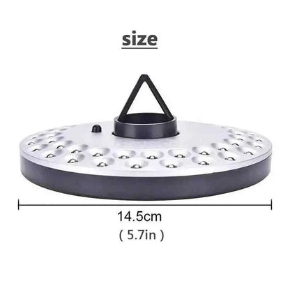 LED umbrella pole light head with black top, silver LED plate; 14.5 cm