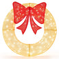 48 Inch Pre-Lit Lighted Christmas Mesh Wreath with Bow and 200 LED Bulbs