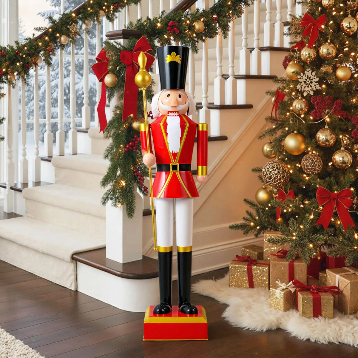 4 FT Christmas Nutcracker with High Hat & Beautiful Scepter
