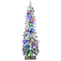 4/5/6 Feet Pre-Lit Artificial Christmas Tree Snow-Flocked Slim Pencil Xmas Decor-5 ft