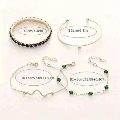 4pcs Green Emerald Rhinestone Snake Bracelet Set for Women DailySale Default Title Default Title-
