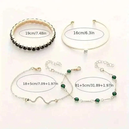 4pcs Green Emerald Rhinestone Snake Bracelet Set for Women DailySale Default Title Default Title-