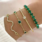 4pcs Green Emerald Rhinestone Snake Bracelet Set for Women Cartsfy Inc.