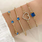 4pcs Rhinestone Alloy Bracelet Set – Minimalist Heart & Square Design Cartsfy Inc.