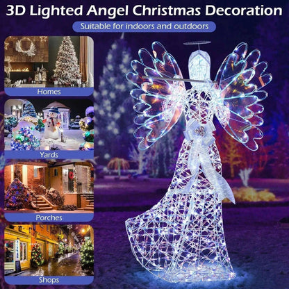 5.2 FT Lighted Angel Christmas Decoration 3D Glittering Halo Angel with Flute Cartsfy Inc.
