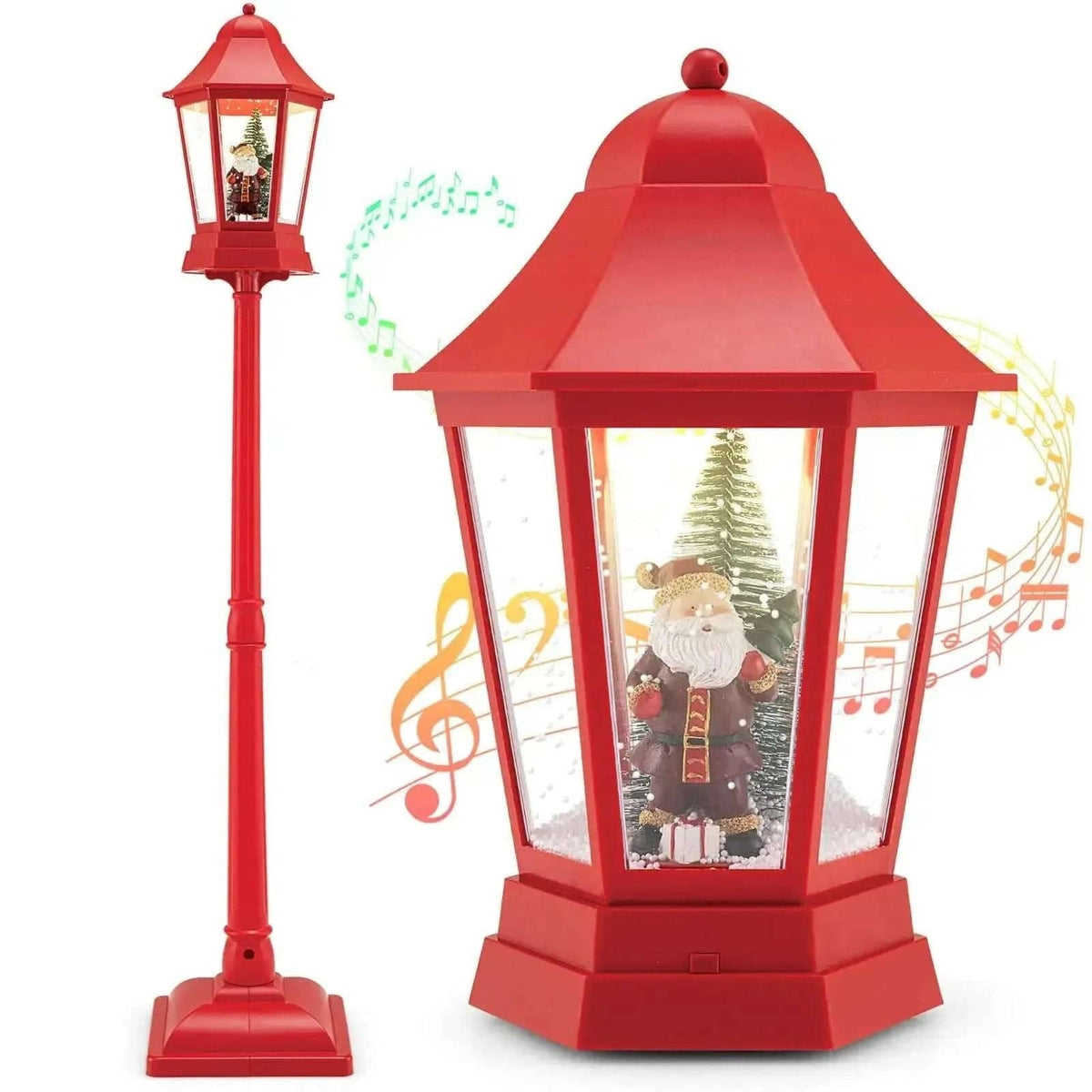 5.3 Feet Musical Christmas Street Lamp with 60 Warm White LED Lights-Red Cartsfy Inc.
