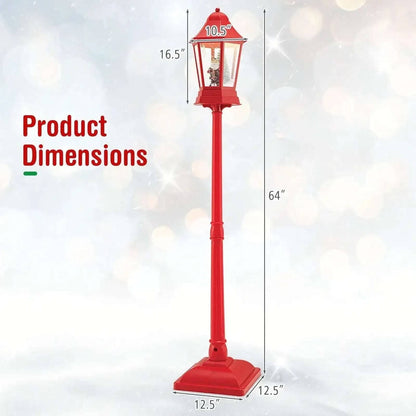 5.3 Feet Musical Christmas Street Lamp with 60 Warm White LED Lights-Red Cartsfy Inc.