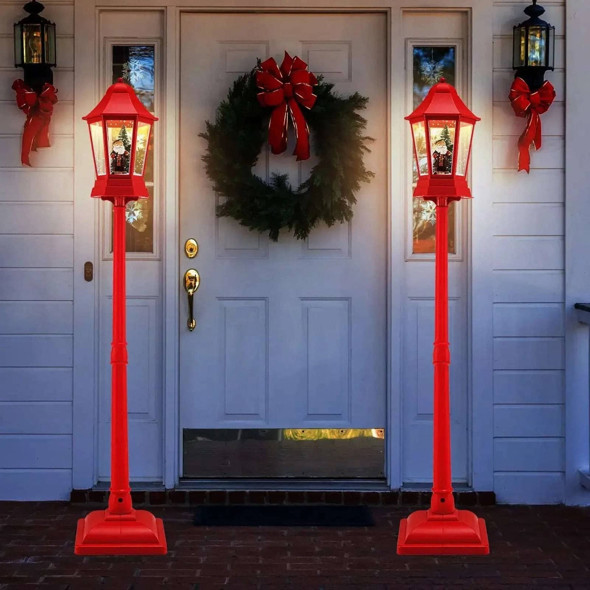 5.3 Feet Musical Christmas Street Lamp with 60 Warm White LED Lights-Red Cartsfy Inc.