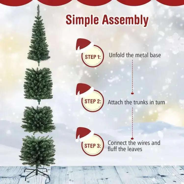 5/6/7/8/9 Feet Pre-lit Pencil Artificial Christmas Tree with 150/180/200//300/400 Warm White LED Lights Cartsfy Inc.