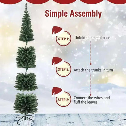 5/6/7/8/9 Feet Pre-lit Pencil Artificial Christmas Tree with 150/180/200//300/400 Warm White LED Lights Cartsfy Inc.