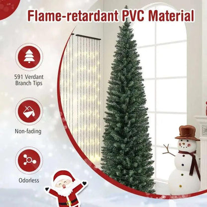5/6/7/8/9 Feet Pre-lit Pencil Artificial Christmas Tree with 150/180/200//300/400 Warm White LED Lights Cartsfy Inc.