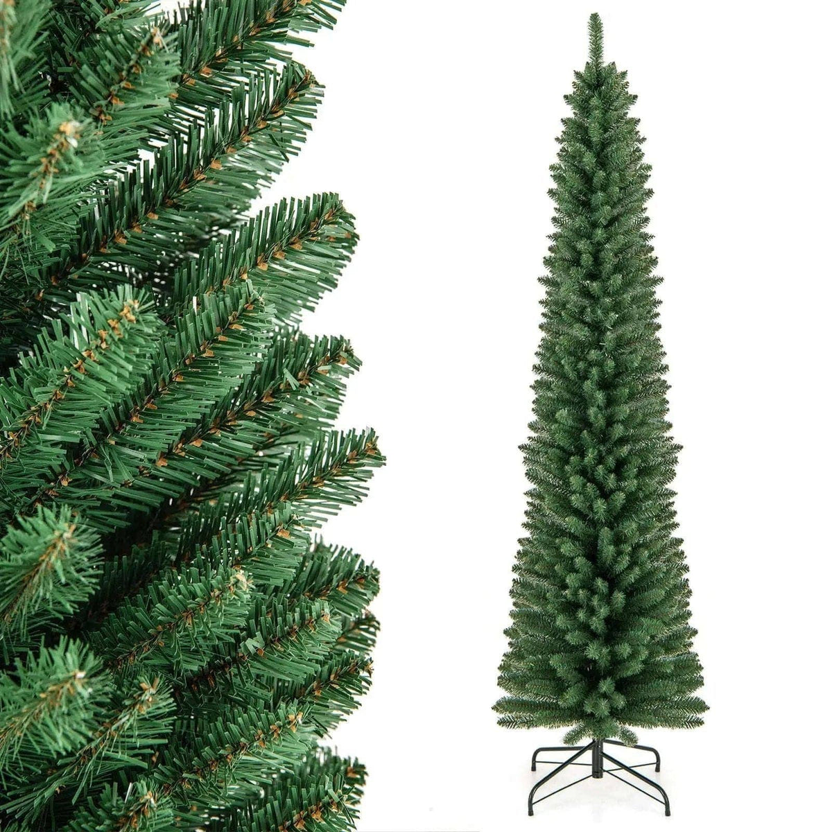 5/6/7/8 Feet Pencil Christmas Tree with 295/392/523/671 Memory Wire Branch Tips and Upgraded Metal Stand DirectDeals 5 Feet 6 Ft 8 Ft 5 Feet-6 Ft-8 Ft-7 Ft-