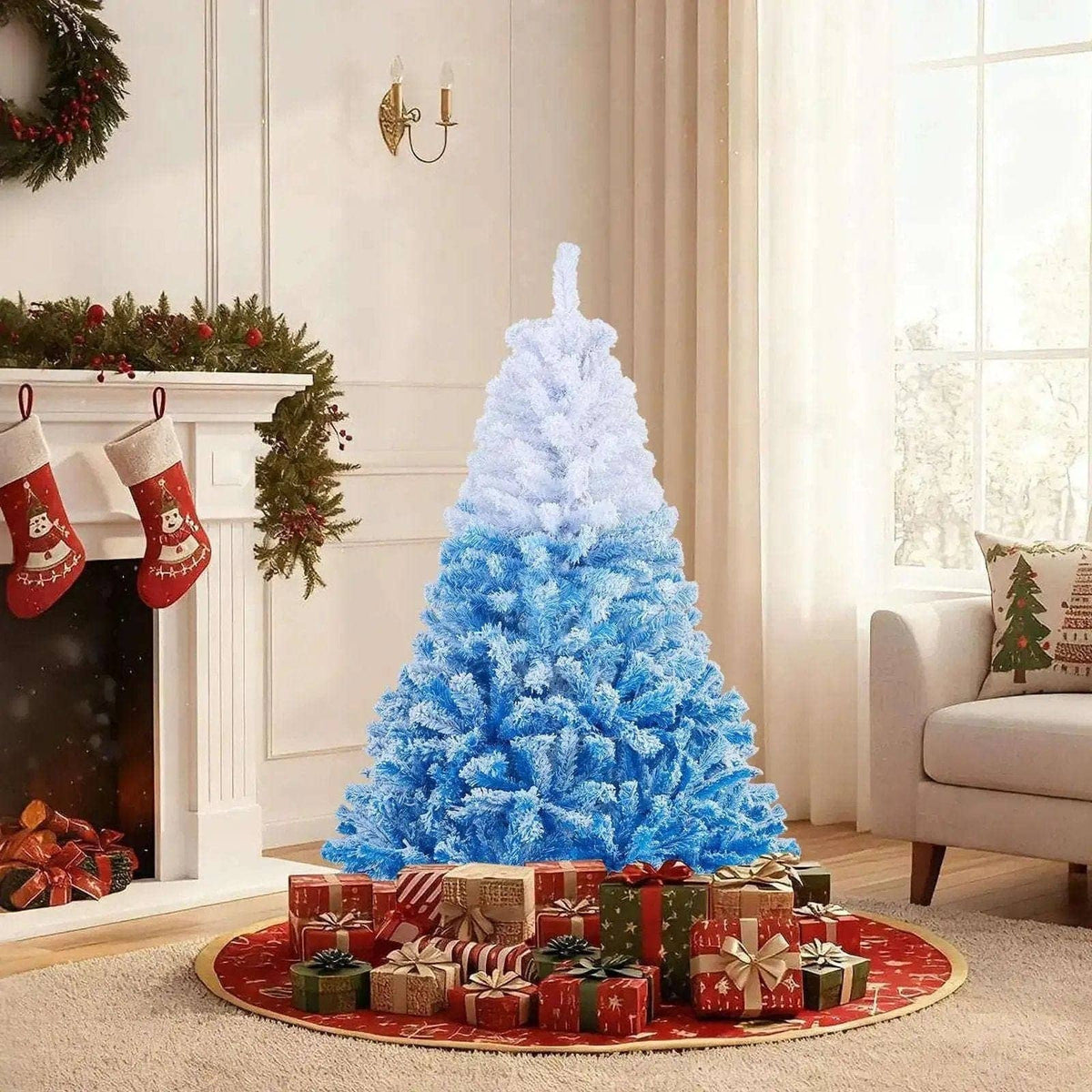 5/6/7/8 FT Artificial Christmas Tree with Warm White LED Lights and 8 Modes Cartsfy Inc.