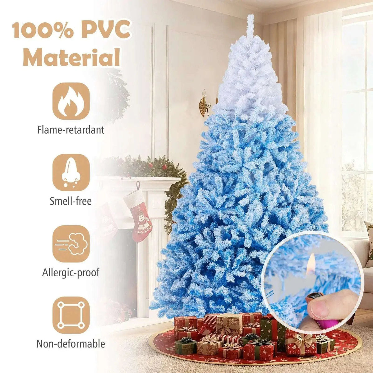 5/6/7/8 FT Artificial Christmas Tree with Warm White LED Lights and 8 Modes Cartsfy Inc.