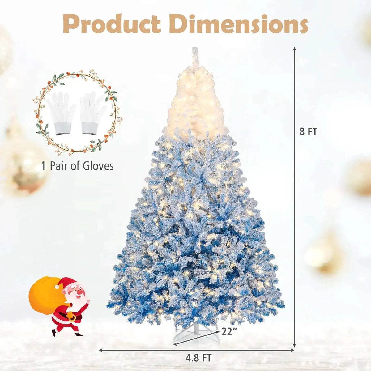 5/6/7/8 FT Artificial Christmas Tree with Warm White LED Lights and 8 Modes Cartsfy Inc.