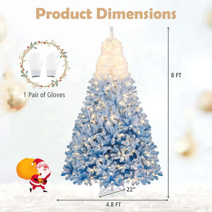 5/6/7/8 FT Artificial Christmas Tree with Warm White LED Lights and 8 Modes Cartsfy Inc.