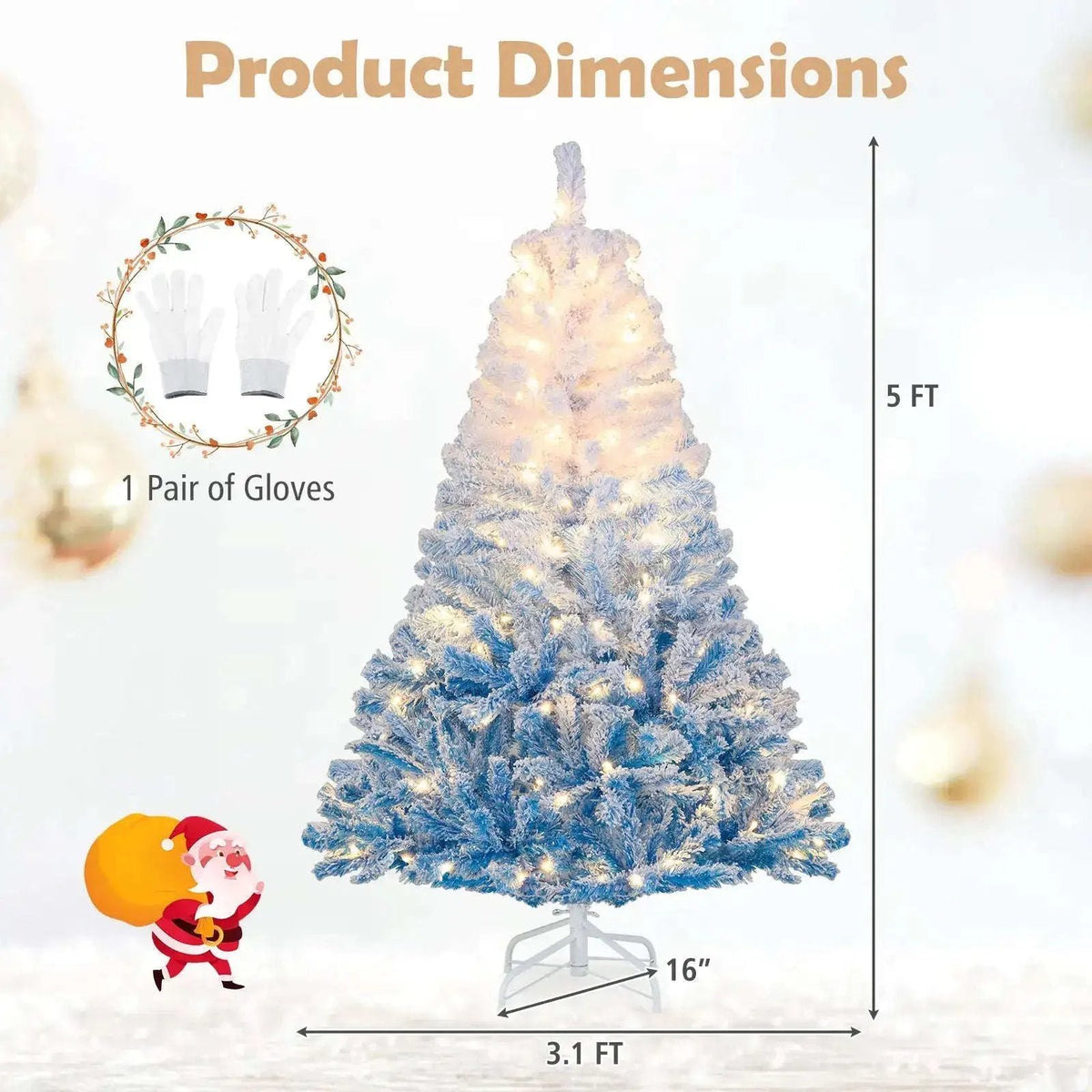 5/6/7/8 FT Artificial Christmas Tree with Warm White LED Lights and 8 Modes Cartsfy Inc.