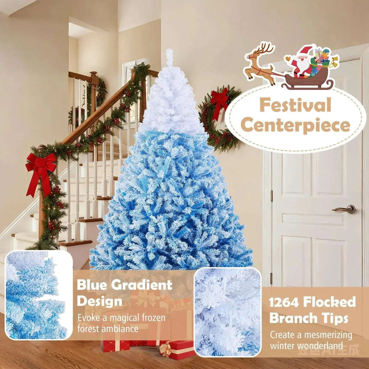 5/6/7/8 FT Artificial Christmas Tree with Warm White LED Lights and 8 Modes Cartsfy Inc.