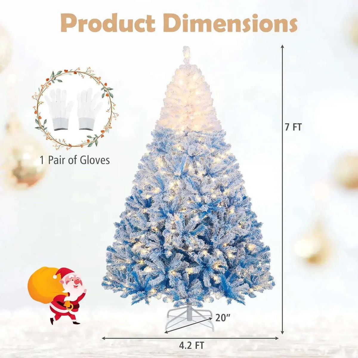 5/6/7/8 FT Artificial Christmas Tree with Warm White LED Lights and 8 Modes Cartsfy Inc.