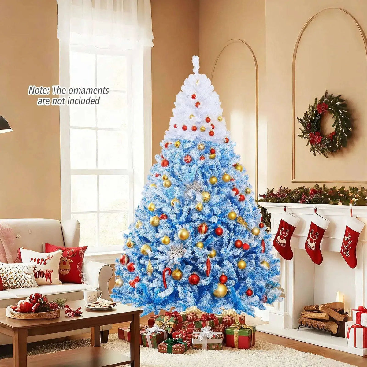 5/6/7/8 FT Artificial Christmas Tree with Warm White LED Lights and 8 Modes Cartsfy Inc.
