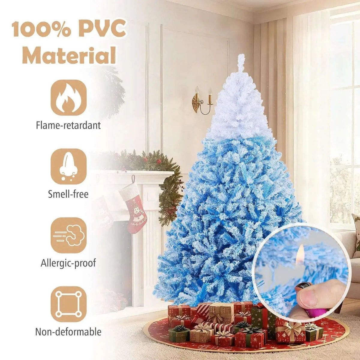 5/6/7/8 FT Artificial Christmas Tree with Warm White LED Lights and 8 Modes Cartsfy Inc.