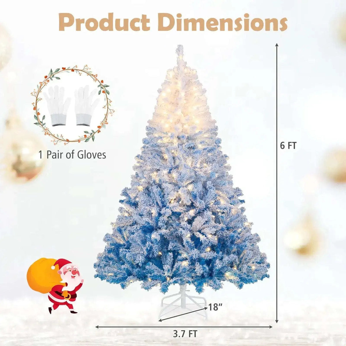 5/6/7/8 FT Artificial Christmas Tree with Warm White LED Lights and 8 Modes Cartsfy Inc.