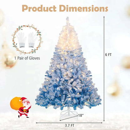 5/6/7/8 FT Artificial Christmas Tree with Warm White LED Lights and 8 Modes Cartsfy Inc.