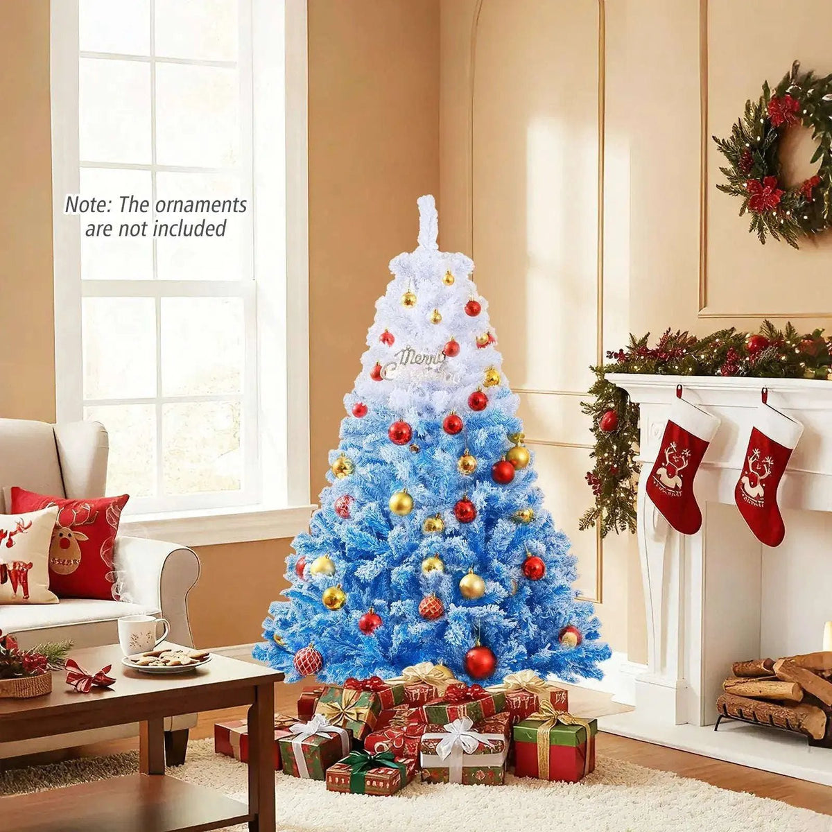 5/6/7/8 FT Artificial Christmas Tree with Warm White LED Lights and 8 Modes Cartsfy Inc.