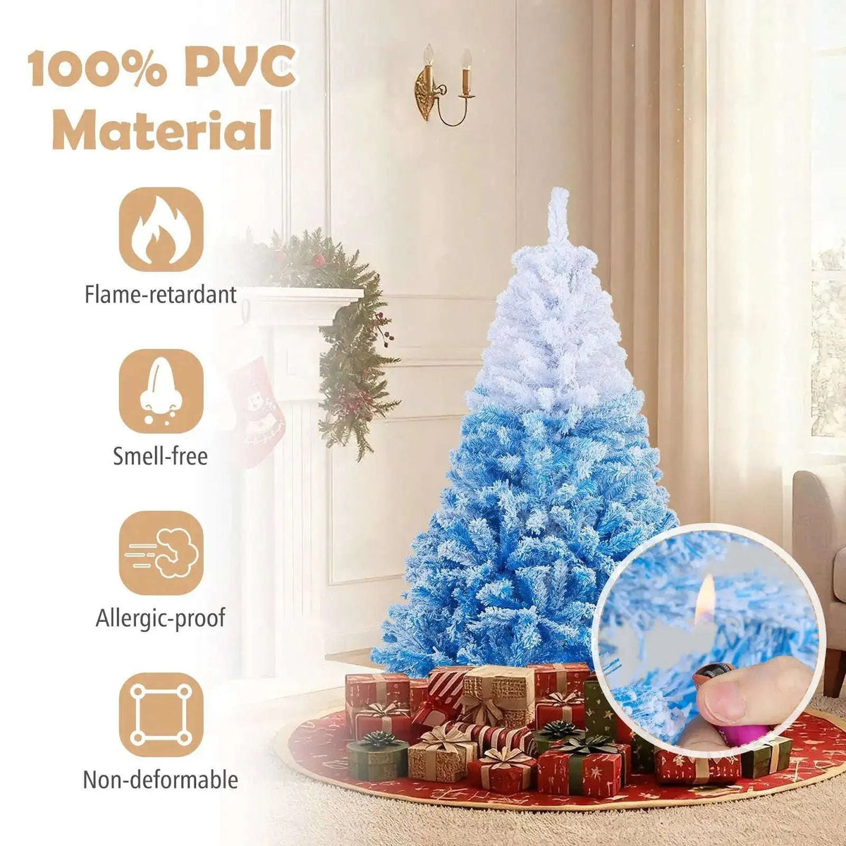 5/6/7/8 FT Artificial Christmas Tree with Warm White LED Lights and 8 Modes Cartsfy Inc.