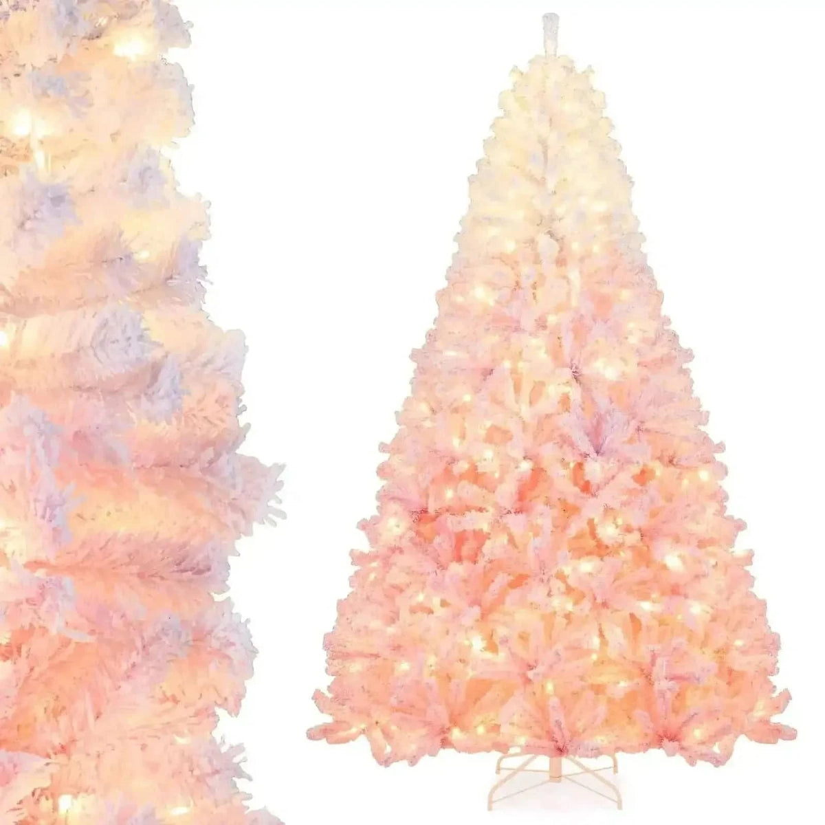 5/6/7/8 FT Artificial Christmas Tree with Warm White LED Lights and 8 Modes for Holiday Cartsfy Inc.