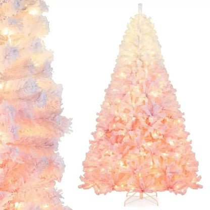 5/6/7/8 FT Artificial Christmas Tree with Warm White LED Lights and 8 Modes for Holiday Cartsfy Inc.