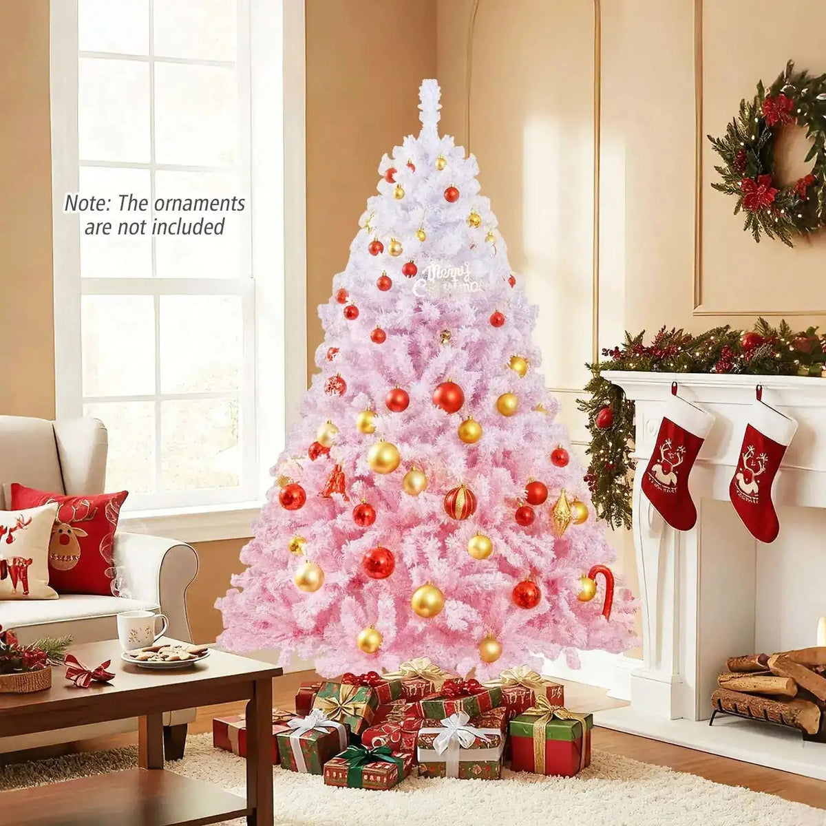 5/6/7/8 FT Artificial Christmas Tree with Warm White LED Lights and 8 Modes for Holiday Cartsfy Inc.