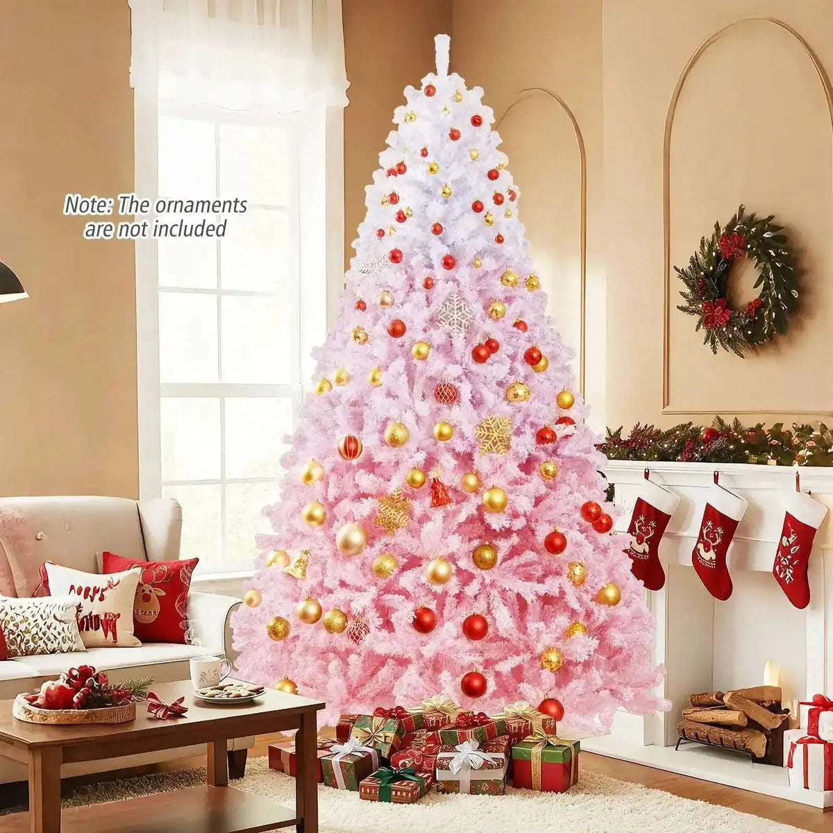 5/6/7/8 FT Artificial Christmas Tree with Warm White LED Lights and 8 Modes for Holiday Cartsfy Inc.
