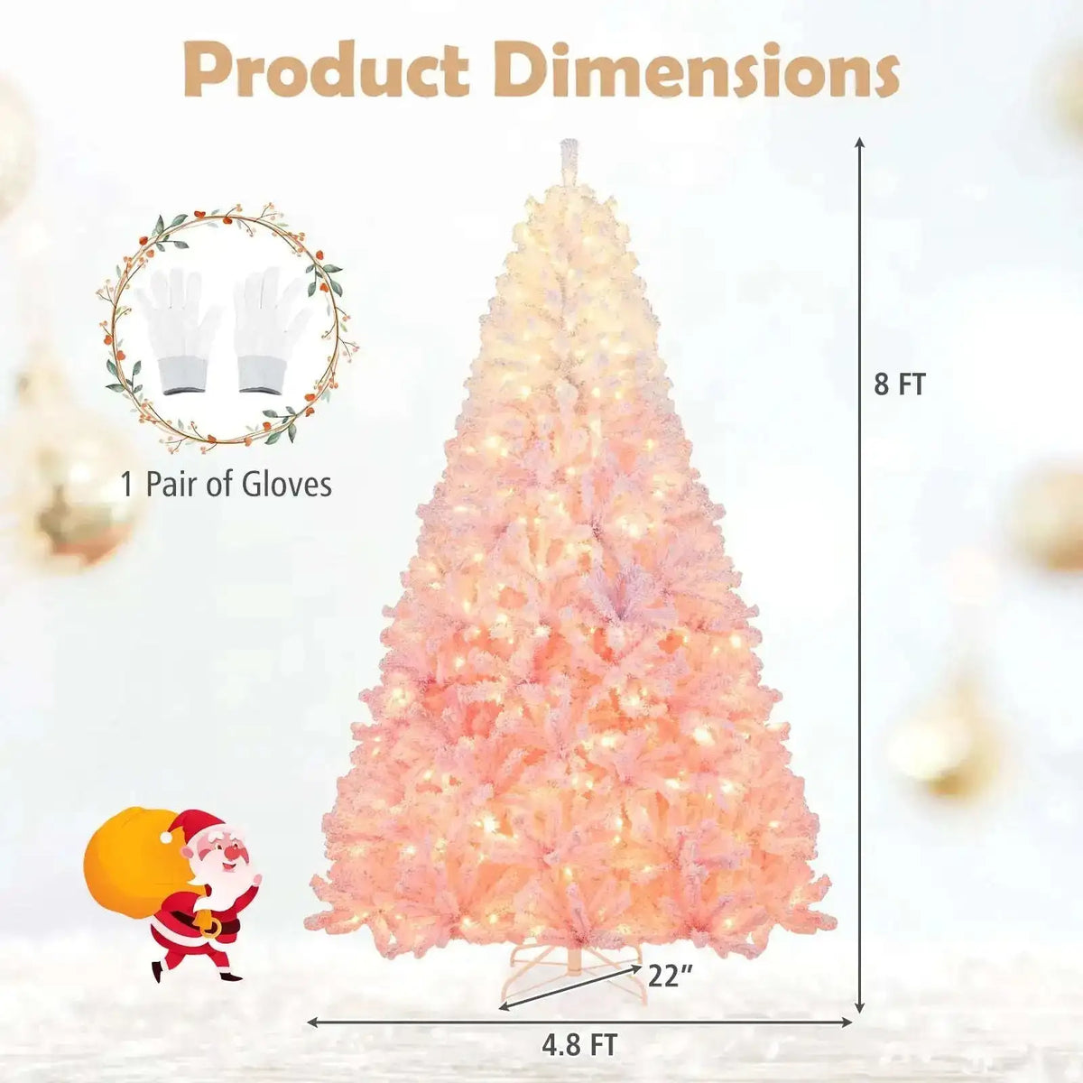 5/6/7/8 FT Artificial Christmas Tree with Warm White LED Lights and 8 Modes for Holiday Cartsfy Inc.