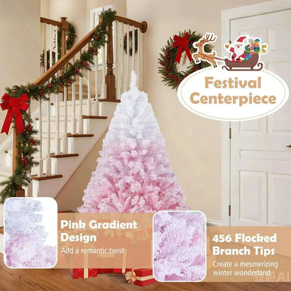 5/6/7/8 FT Artificial Christmas Tree with Warm White LED Lights and 8 Modes for Holiday Cartsfy Inc.