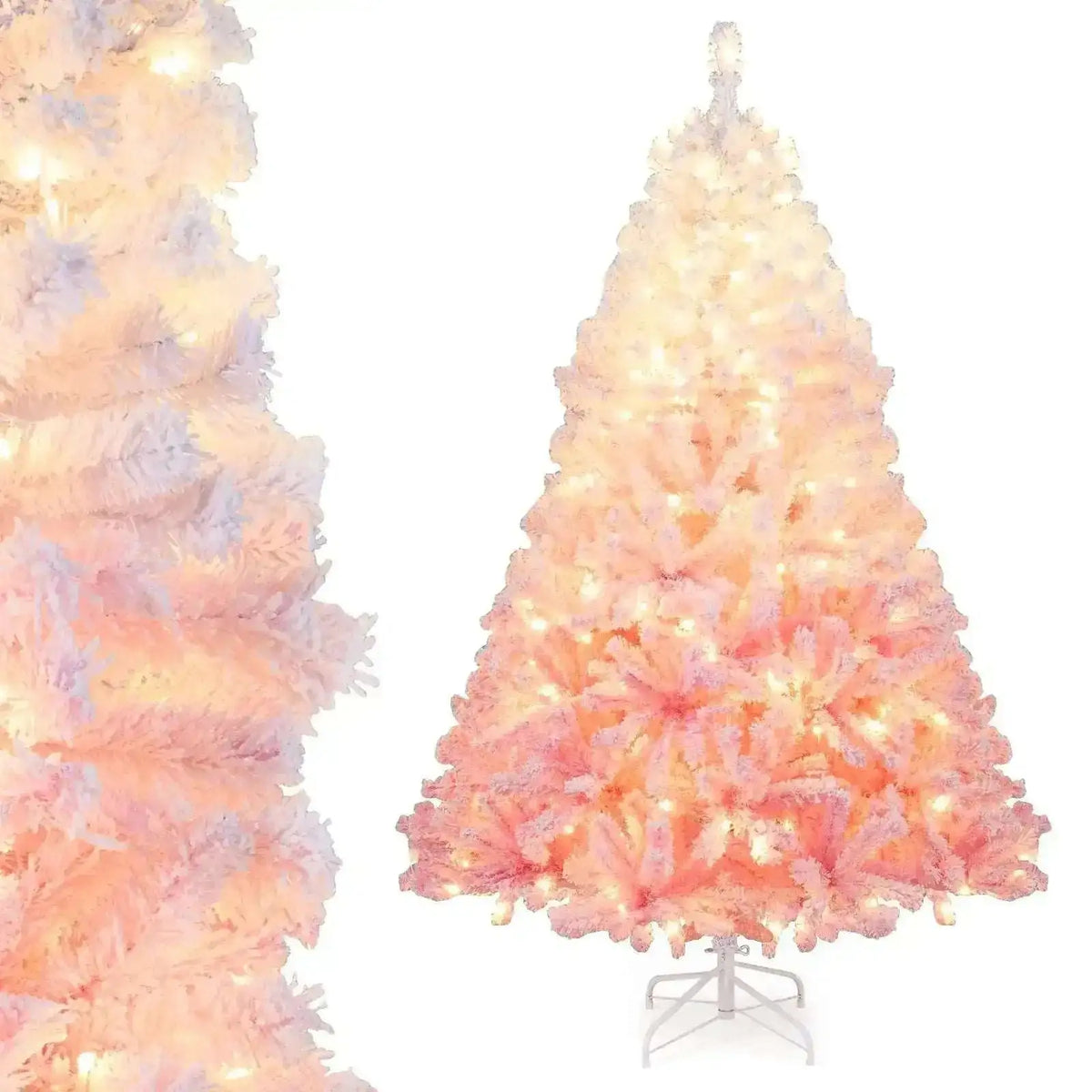 5/6/7/8 FT Artificial Christmas Tree with Warm White LED Lights and 8 Modes for Holiday Cartsfy Inc.