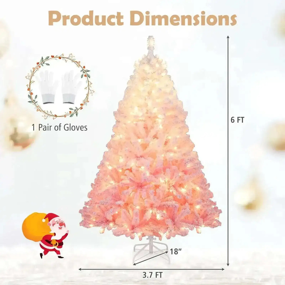 5/6/7/8 FT Artificial Christmas Tree with Warm White LED Lights and 8 Modes for Holiday Cartsfy Inc.