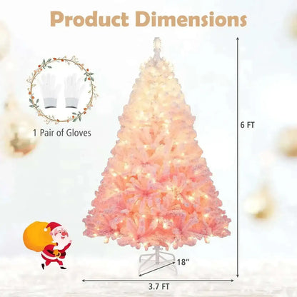 5/6/7/8 FT Artificial Christmas Tree with Warm White LED Lights and 8 Modes for Holiday Cartsfy Inc.