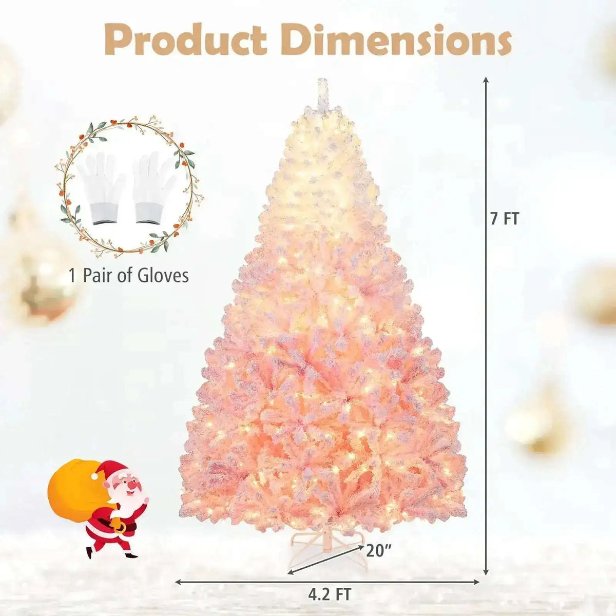 5/6/7/8 FT Artificial Christmas Tree with Warm White LED Lights and 8 Modes for Holiday Cartsfy Inc.
