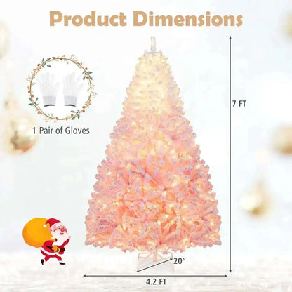 5/6/7/8 FT Artificial Christmas Tree with Warm White LED Lights and 8 Modes for Holiday Cartsfy Inc.