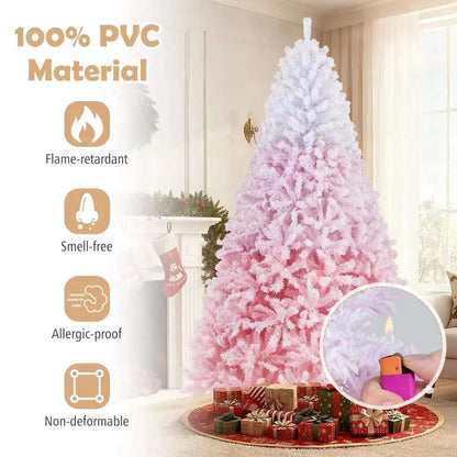 5/6/7/8 FT Artificial Christmas Tree with Warm White LED Lights and 8 Modes for Holiday Cartsfy Inc.