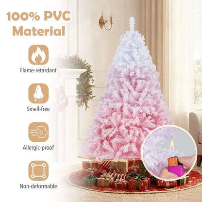 5/6/7/8 FT Artificial Christmas Tree with Warm White LED Lights and 8 Modes for Holiday Cartsfy Inc.