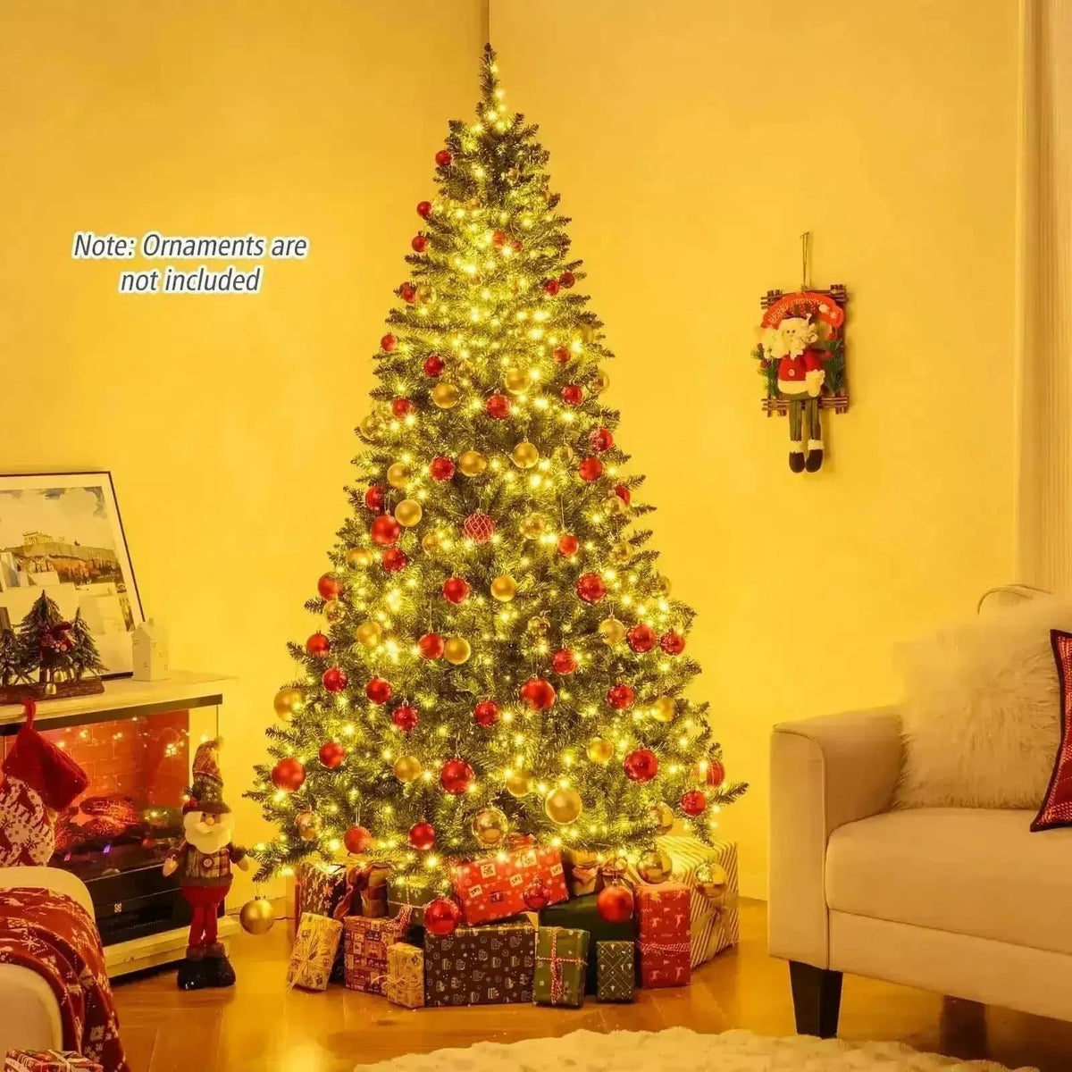 5/6/7 Feet Artificial Christmas Tree Hinged Xmas Tree with 7 Lighting Modes Cartsfy Inc.