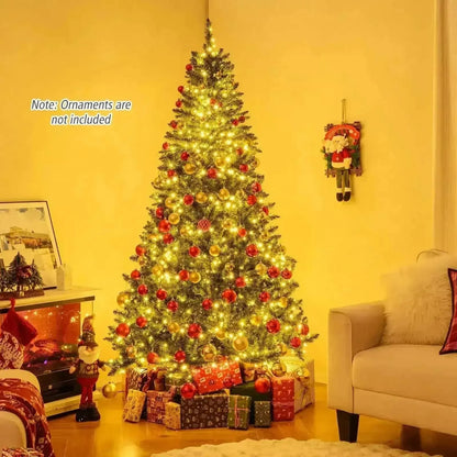 5/6/7 Feet Artificial Christmas Tree Hinged Xmas Tree with 7 Lighting Modes Cartsfy Inc.