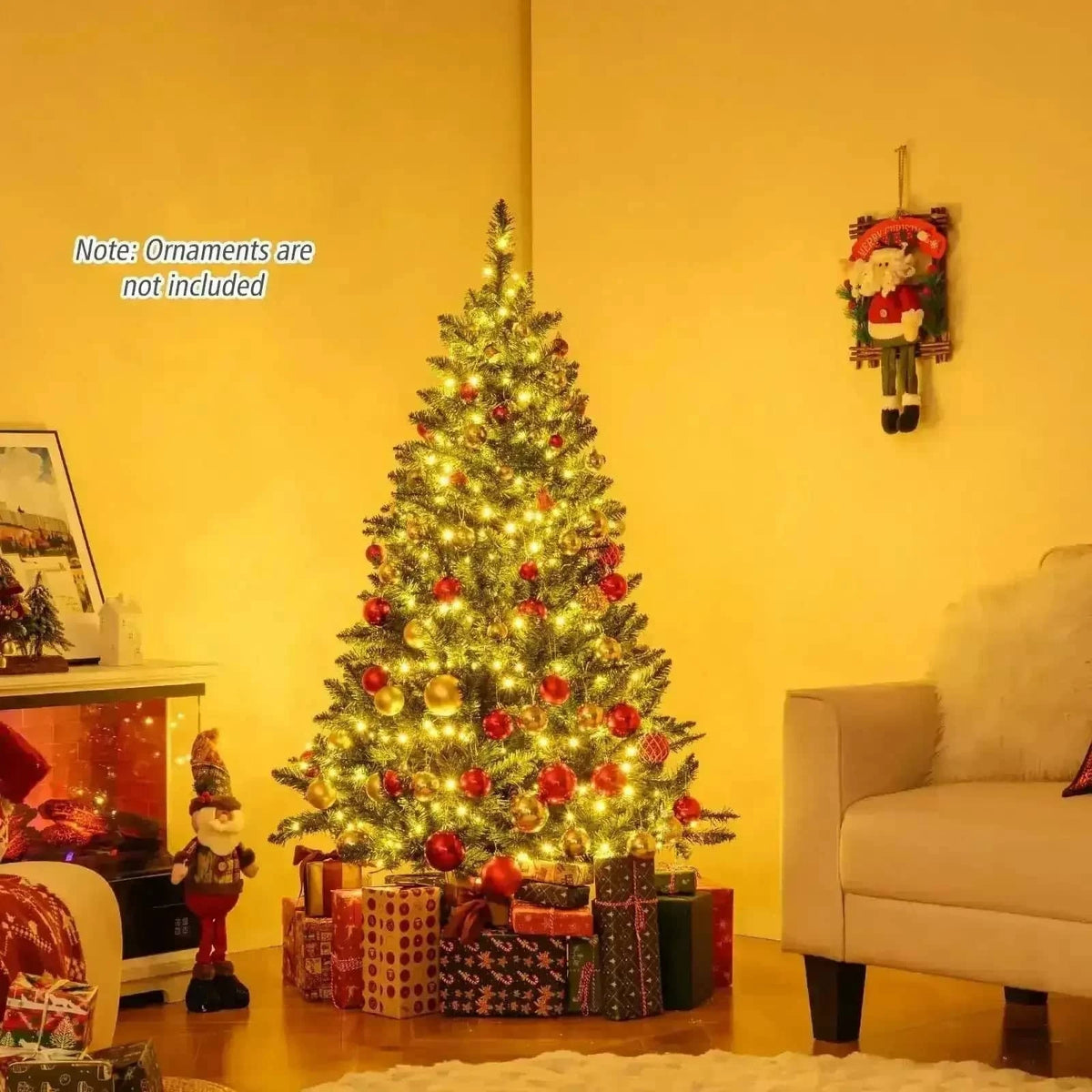 5/6/7 Feet Artificial Christmas Tree Hinged Xmas Tree with 7 Lighting Modes Cartsfy Inc.